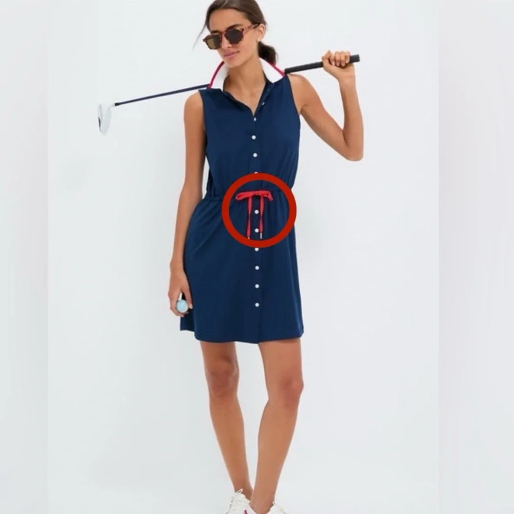 Tuckernuck Sport Navy Sleeveless Polo Preppy Alcott‎ Golf Dress Size L FLAW READ